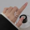 Anillo de Plata Esterlina S925 Ola de Viento Extremo Doble Capa Diseño de Nicho Sentido Línea Irregular Pulsera Dedo Índice R00344