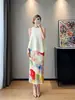 Falda Plisada Miyake, Estampado Artístico Color-Blocking Estilo Miyake, Artículos Físicos Disponibles para Suministro, Falda de Artículos Japoneses, Coreanos y Europeos