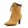 Modelo de comercio exterior de eBay 2026 otoño e invierno botines bajos estilo Martin, talla 40-43, talla grande, punta fina, cordones frontales, botines cortos para mujer