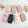 Luvas de Inverno de Pelúcia Fofas e Quentes com Meio Dedo Flip para Crianças, Estilo Coreano Cenoura, Luvas da Moda para Alunos do Ensino Fundamental