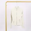 Jaqueta LULU DF com gola alta, zíperes duplos dourados e logo, em estoque para entrega imediata, adequada para esportes, fitness e moda