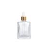 Frasco de essência quadrado plano de 100 ml Frasco de solução de estoque de 50 ml Frasco de óleo essencial portátil de 30 ml Frasco vazio de material de embalagem de vidro