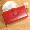 Bolso con Múltiples Ranuras para Tarjetas, Cartera para Mujer, Cartera Larga con Cremallera de Cuero Aceitado y Encerado, Bolso para Mujer, Bolso para Teléfono Móvil de Mujer