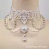 Nuevo Collar de Perlas Blancas de Fabricante Set de Collar de Encaje y Aretes Correa para el Cuello Joyería de Boda Transfronteriza Europea y Americana