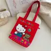 Bolso de Mano Vertical Delgado de Lona Hecho a Mano Lindo Dibujo Animado Estudiante Bolso de Hombro para Mujer con Impresión de Arena Movediza Transparente para Llevar en la Mano