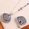 Collar azul de plata de ley 999 para mujer, vintage, plata pura, cierre de seguridad, cierre de plata para bebé, colgante de cierre de longevidad para adulto, cadena para suéter