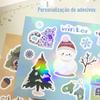 Adesivo de Natal a Laser Etiqueta Adesiva Transparente Presente de Natal Mala Cartão Goo Adesivo Decorativo para Diário