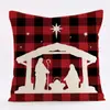 Funda de Almohada Navideña 2022 Serie Roja Transfronteriza Nueva Estampada Lino Hogar Sofá Cojín Respaldo Fabricación de Almohadas
