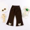 Pantalones de pana para niñas otoño 2025 estilo coreano más fáciles de combinar pantalones acampanados pantalones casuales para niños con lazo