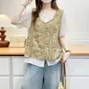 Camisa Versátil Falsa de Duas Peças com Bordado Vazado Chique Plus Size para Verão Feminino, Solta e Emagrecedora