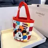 Bolsa Cubo Graffiti Linda, Bolsa Cilíndrica Estampada Ins, Bolsa de Lona para Almuerzo, Lonchera de Mano Estilo Coreano para Niña, Bolsa de Mamá