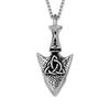 Collar de acero de titanio con colgante de flecha y runa triangular vikinga, estilo hip hop, estilo callejero, para hombre, venta directa transfronteriza