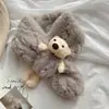 Bufanda para Mujer Otoño e Invierno Ins Estilo Coreano Versátil Bufanda de Felpa Imitación Piel de Conejo Rex Oso Engrosado Protector de Cuello Cálido Cuello de Piel