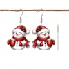 Pendientes Acrílicos de Muñeco de Nieve de Invierno Más Vendidos Transfronterizos, Lindos Pendientes Navideños de Dibujos Animados con un Ambiente Festivo de Año Nuevo