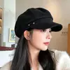 Gorra octogonal versátil de estilo vintage coreano, gorra de pintor de gamuza de alta calidad, hace que la cara se vea más pequeña, gorra de boina estilo británico para mujer