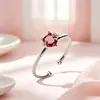 Anel Aberto Gato Doce Fofo de Prata Esterlina 925 Moda Japonesa Coreana Estilo Mori Anel de Dedo Vermelho Exquisito Anel para Mulheres
