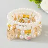 Pulsera con Colgante de Árbol de la Vida Hueco Estilo Bohemio Pulsera de Cuerda Elástica Multicapa con Cuentas