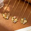 Collar de borla de diamantes con esmalte de gota de lujo ligero estilo francés microincrustado para mujer, cadena de clavícula dulce de dopamina a la moda de alta gama
