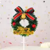 Tarjeta de decoración para pastel de Navidad anillo de hierba hoja ciervo sika árbol de Navidad bolsa de regalo bandera de mesa para postre de repostería de cumpleaños