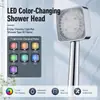 Cabezal de ducha LED Amazon Transfronterizo Portátil Cambia de Color Iluminado Cabezal de ducha de baño Portátil Fuente de fábrica