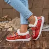 Zapatos Planos de Algodón de Invierno Transfronterizos para Mujer, Forrados de Felpa, Engrosados, Cálidos, Talla Grande, Bloques de Color, Zapatos de Algodón Casuales sin Cordones Venta al por Mayor