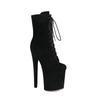 Tacón Delgado de 20 cm Plataforma Gruesa Impermeable Tacones para Pole Dance de Plataforma Modelo Pasarela Tacón Alto Botines Cortos Botas Martin para Mujer