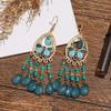 Brincos de gota d'água de miçangas de arroz turquesa estilo boho de nicho com franja personalidade brincos longos femininos atacado