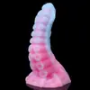Novo Polvo Colorido Luminoso com Plug Anal Brinquedo Out sm Silicone Super Macio Ventosa Estimulação da Câmara Traseira Expansor Anal