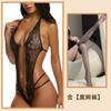 Lingerie Sexy de Renda com Alças Halter Vazada Paixão Body Transparente Roupa de Dormir Feminina