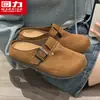 Zapatos para Mujer Warrior Estilo Birkenstock 2026 Nuevo Verano Suela Suave para Exteriores sin Cierre Suela Gruesa Mocasín Medio Sandalias de Punta Cerrada Zm
