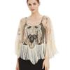Venta al por mayor del fabricante Chal con flecos de lentejuelas de malla Vestido Falda de tirantes para mujer Vestido de novia Blusa elegante con cuentas Capa