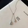 Estilo Ins Coreano Design de Nicho Colar com Pingente de Gota d'Água de Prata Corrente Longa Simples para Suéter Feminino Acessórios