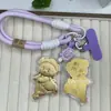 Novo Modelo Ouro Puro 999 Ouro Desenho Animado Fofo Chapéu de Patinete Urso Chaveiro Pingente Decoração de Bolsa