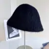 Sombrero de Pescador de Felpa de Lujo Ligero para Mujer en Otoño e Invierno Sombrero de Lana Australiana Tejido Borde Enrollado Sombrero de Pescador Moda Retro Sombrero de Cubo