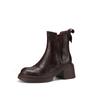 Botas Chelsea de mão com textura simples para o dia a dia, de pele de ovelha, com sola grossa, para outono e inverno de 2024, botins de couro grossos de salto médio para mulheres