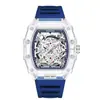 Comercio Exterior Reloj Transfronterizo Personalidad Reloj de Cuarzo con Forma de Tonneau Moda Transparente Reloj para Hombre Venta al por Mayor Reloj de Pulsera Impermeable
