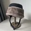 Sombrero de pescador de felpa de gamuza engrosado con protección para los oídos para mujer, otoño invierno, multiusos, cálido, protección contra el frío, sombrero Lei Feng, cobertura para la cabeza, sombrero mongol
