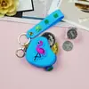 Popular Creativo Dibujo Animado Silicona Monedero Llavero Colgante Flamenco Lindo Mini Bolso Bolsa para Auriculares Llavero