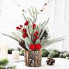 Árbol de Navidad de Escritorio Pequeño Sagrado de 35 cm Simulación Decoraciones Navideñas de PE Adornos para el Hogar Árbol de Barril de Corteza Amazon