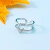 Anillo de Corazón de Doble Línea Incrustado con Diamantes para Mujer, Estilo Abierto, Moderno, Único, Sencillo, Decoración para el Dedo Índice, Versátil, Anillo de Nudillo de Moda