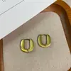Aretes de Aro Ovalados Geométricos para Mujer, Aretes Huecos Cepillados de Estilo Coreano Modernos y Únicos, Aretes de Tendencia de Nicho