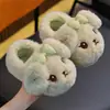 Chinelos de algodão de inverno para crianças, para meninos e meninas, quentes e de pelúcia, com design de cachorrinho, adequados para uso doméstico pai-filho, com sola grossa, com calcanhar fechado