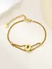 Nuevo Anillo de Acero Inoxidable al por Mayor Transfronterizo 26 Letras Inglesas Anillo de Doble Capa Pulsera Chapada en Oro