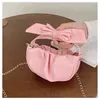 Mini Bolsa Casual Pequena para Meninas, Bolsa de Ombro Cruzada Única, Nova Bolsa de Mão Infantil Primavera 2026 com Laço Plissado