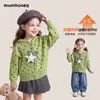 Cardigan de Tricô Nimu Mu Preto para Meninas Outono 2026 Novo Estiloso Blusão com Capuz Infantil Suéter Primavera Outono