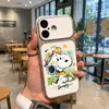 Capa de celular do Snoopy adequada para iPhone 17 Pro Max, Apple 16 Pro, 15 Pro, niche 16, couro de cordeiro