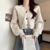 Suéter Cardigan de Punto Largo Holgado Estilo Coreano de Alta Gama con Cuello en V Retorcido para Mujer, Nuevo para Primavera y Otoño