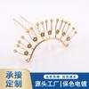 Cobre puro antigo grande flor galho de cabelo coroa pino de cabelo palácio estilo pérola linha hairpin diy roupas chinesas vídeo acessórios para o cabelo