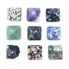 Tesoro de Piedra cristal rosa azul dorado piedra desnuda pirámide simple moda collar colgante gemas artesanías joyería DIY