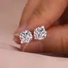 Brincos de Prata 925 com Zircônia de Quatro Garras para Mulheres, Luxo Leve, High-End, Design Nicho Vintage, Populares no Xiaohongshu
